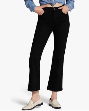 Current/Elliott The Boulevard Mid Rise Crop Bootcut Jeans in Obsidian,30x26
